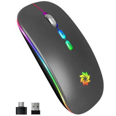 Tiha miška z dvojnim načinom delovanja: Brezžična Bluetooth 5.1 z možnostjo polnjenja   E