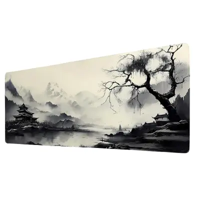 Extra Large Non-Slip Stitched Edge Mouse Pad - Traditional Ink Painting