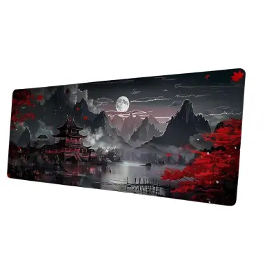 Nedrseča gumijasta podloga za miško z robom in motivom pokrajine - 40cm x 80cm