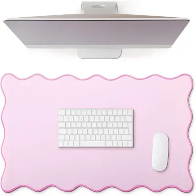 Podloga za miško z valovitim robom - ljubka pisarniška podloga iz naravne gume Pink