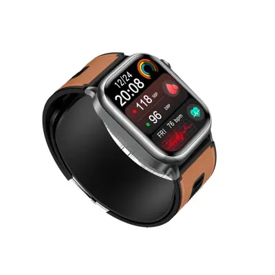 Napredna pametna ura za spremljanje zdravja z EKG, krvnim tlakom in NFC Brown