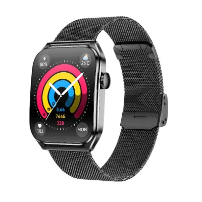 Večnamenska pametna ura z zaslonom AMOLED, Bluetooth klici in spremljanjem zdravja Black