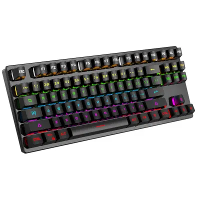 Žična 87-tipkovna mehanska tipkovnica - RGB z modrimi stikali za igre