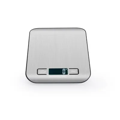 Polnilna digitalna kuhinjska tehtnica s priloženimi baterijami - srebrno nerjaveče jeklo  10 kg/1 g