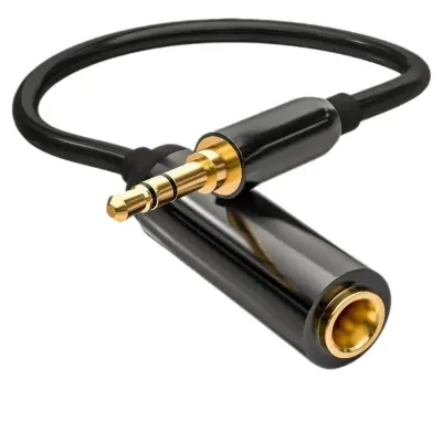 Avdio adapter kabel 3.5mm na 6.35mm ženski, črn, za mikrofone in slušalke  1M
