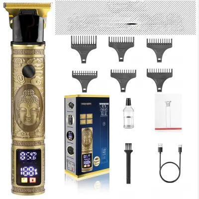 Električni strižnik za moške z digitalnim zaslonom in motivom Bude