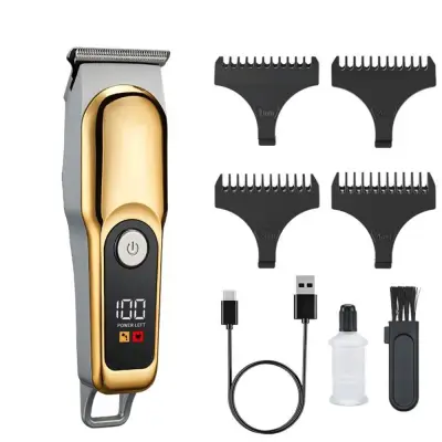 Profesionalni električni strižnik za lase z LED zaslonom in dodatki