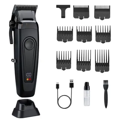 Profesionalni strižnik las z brezkrtačnim motorjem in priročno polnilno postajo Black