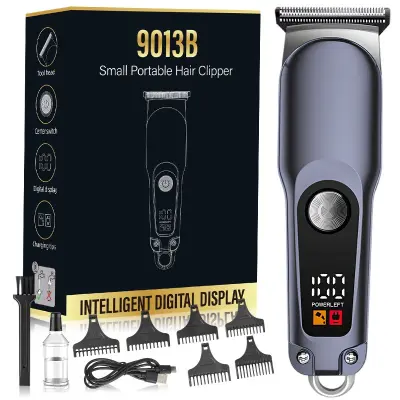 Mini prenosni električni strižnik las z digitalnim zaslonom za urejanje pričesk Blue