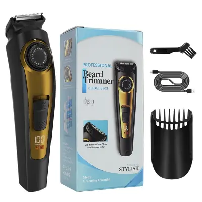 Moški električni strižnik za brado z nastavljivim rezilom in LCD zaslonom