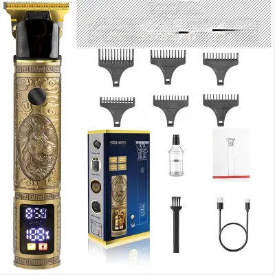 Električni strižnik za moške z digitalnim zaslonom in motivom leva