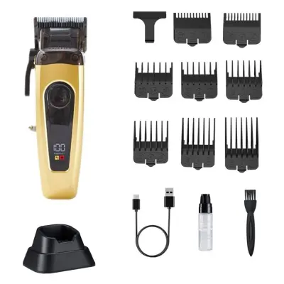 Profesionalni strižnik las z brezkrtačnim motorjem in priročno polnilno postajo Gold