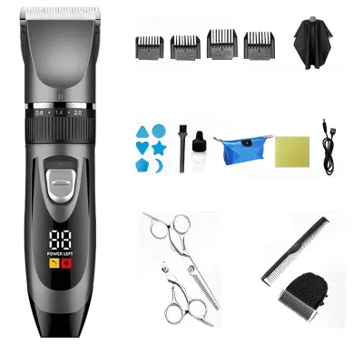 Električni brivnik s keramično glavo - digitalni zaslon, s kompletom dodatkov