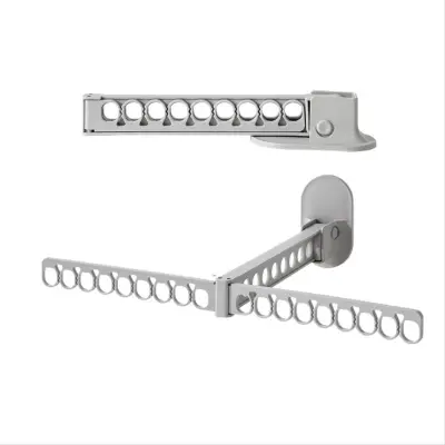 Zložljivo minimalistično večnamensko stensko stojalo za sušenje - brez vrtanja Grey