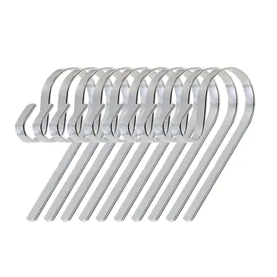 10 Kosov 12 cm Kljuke iz Nerjavečega Jekla - Obešalniki za Božične Nogavice Silver