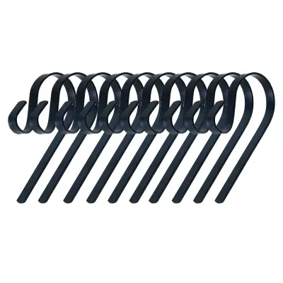 10 Kosov 12 cm Kljuke iz Nerjavečega Jekla - Obešalniki za Božične Nogavice Black