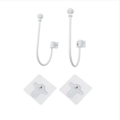 Par nedrsečih U-oblika kavljev za zavese - Nastavljivi držalniki za okna White