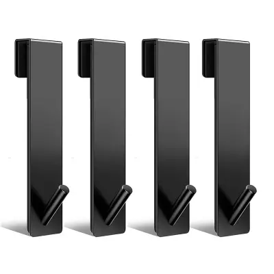 Set 4 Kljuk za prho brez vrtanja, nerjaveče jeklo za steklena vrata prhe Black