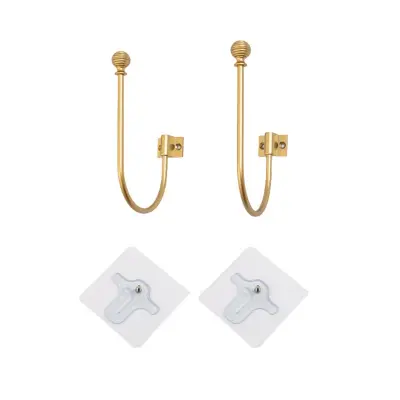 Par nedrsečih U-oblika kavljev za zavese - Nastavljivi držalniki za okna Gold
