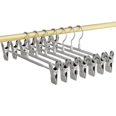 10-Delni Komplet Nedrsečih Obešalnikov za Hlače z Nastavljivimi Sponkami Grey