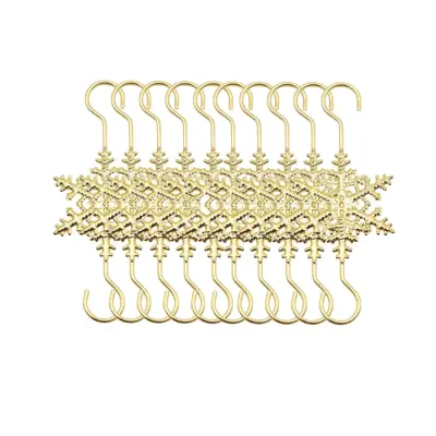 Majhni okraski v obliki snežink - Set 10 kovinskih kaveljčkov za božične okraske Gold