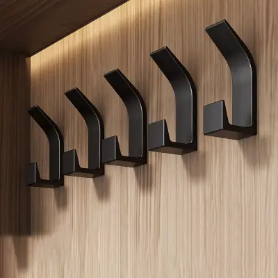 Samolepilni Kljuke z Visokimi in Nizkimi Kljukami - 5 Kosov, Siva Barva Black