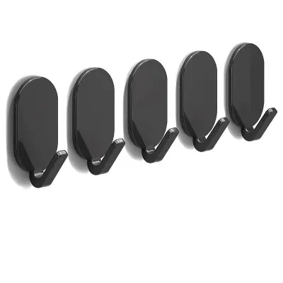 Samolepilni ovalni kavlji - sivi - komplet 5 kosov, močna nosilnost Black