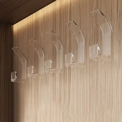 Samolepilni Kljuke z Visokimi in Nizkimi Kljukami - 5 Kosov, Siva Barva Transparent