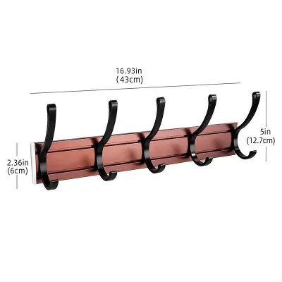 Vsestranski aluminijasti obešalnik za vrata - premični kavelj za organizacijo Black+Brown