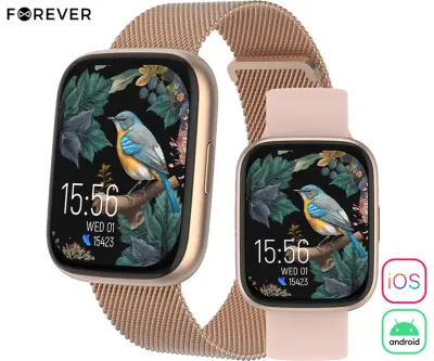 FOREVER ForeVigo 4 SW-330 pametna ura, AMOLED, BT 5.4, klicanje, aplikacija, 2 paščka, IP68, roza zlata (Rose Gold)