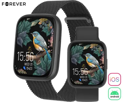 Pametna ura FOREVER ForeVigo 4 SW-330, 2 paščka, črna (Carbon Black)