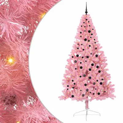vidaXL Umjetna preddekorirana božićna jelka Roza 240 cm PVC