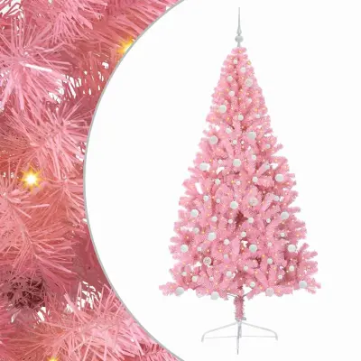 vidaXL Umjetna preddekorirana božićna jelka Roza 240 cm PVC