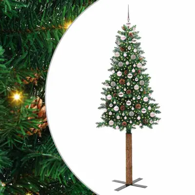 vidaXL Ožja jelka med 300 LED Zelena 210 cm PVC in trden bor