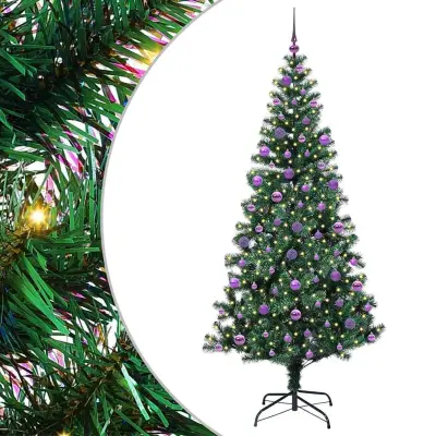 vidaXL Umjetna preddekorirana božićna jelka med 300 LED Zelena 210 cm