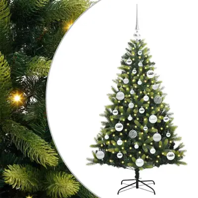 vidaXL Umjetna zložljiva božićna jelka 150 LED Zelena 120 cm PVC in PE