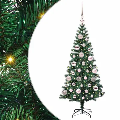 vidaXL Umjetna preddekorirana božićna jelka med 150 LED Zelena 120 cm