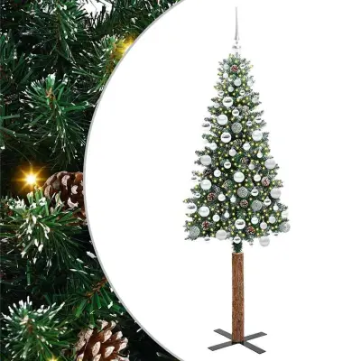 vidaXL Ožja jelka med 300 LED Zelena in Bela 180 cm PVC in trden bor