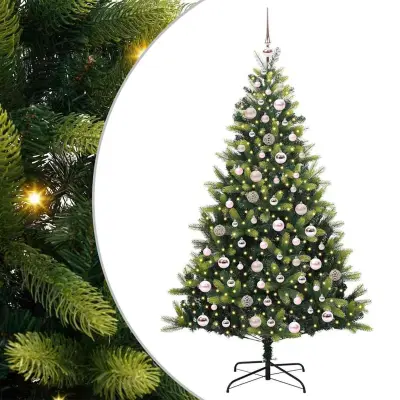 vidaXL Umjetna zložljiva božična jelka 300 LED Zelena 180 cm PVC in PE