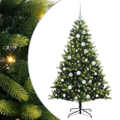 vidaXL Umjetna zložljiva božićna jelka 150 LED Zelena 150 cm PVC in PE