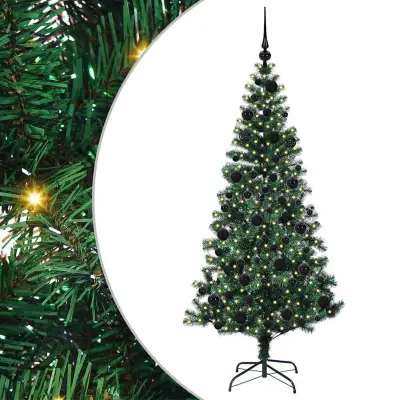 vidaXL Umjetna preddekorirana božićna jelka med 300 LED Zelena 180 cm