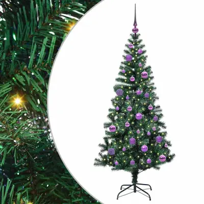 vidaXL Umjetna preddekorirana božićna jelka med 150 LED Zelena 150 cm