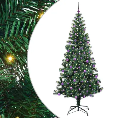 vidaXL Umjetna preddekorirana božićna jelka med 300 LED Zelena 240 cm
