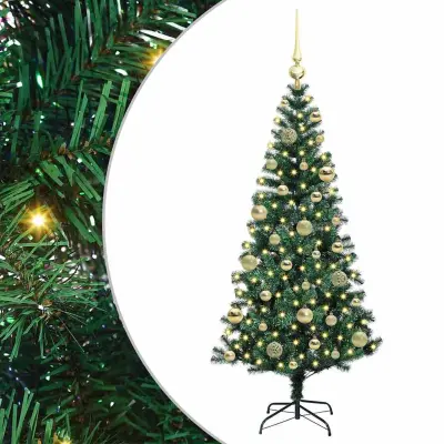 vidaXL Umjetna preddekorirana božićna jelka med 150 LED Zelena 120 cm