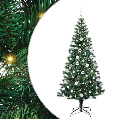 vidaXL Umjetna preddekorirana božićna jelka med 300 LED Zelena 180 cm