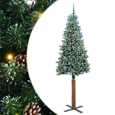 vidaXL Ožja jelka med 300 LED Zelena in Bela 210 cm PVC in trden bor