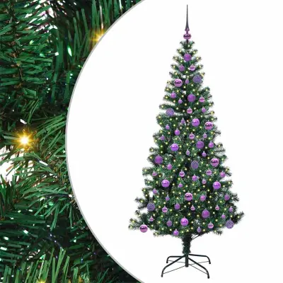 vidaXL Umjetna preddekorirana božićna jelka med 300 LED Zelena 180 cm