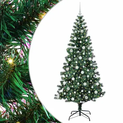 vidaXL Umjetna preddekorirana božićna jelka med 300 LED Zelena 210 cm