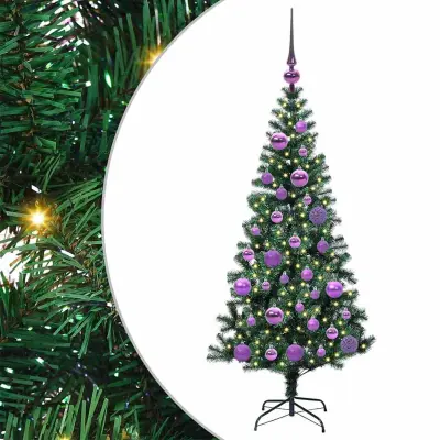 vidaXL Umjetna preddekorirana božićna jelka med 150 LED Zelena 120 cm