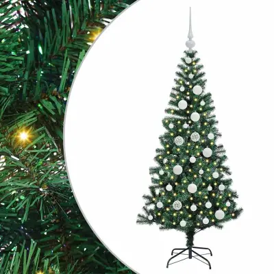 vidaXL Umjetna preddekorirana božićna jelka med 150 LED Zelena 120 cm